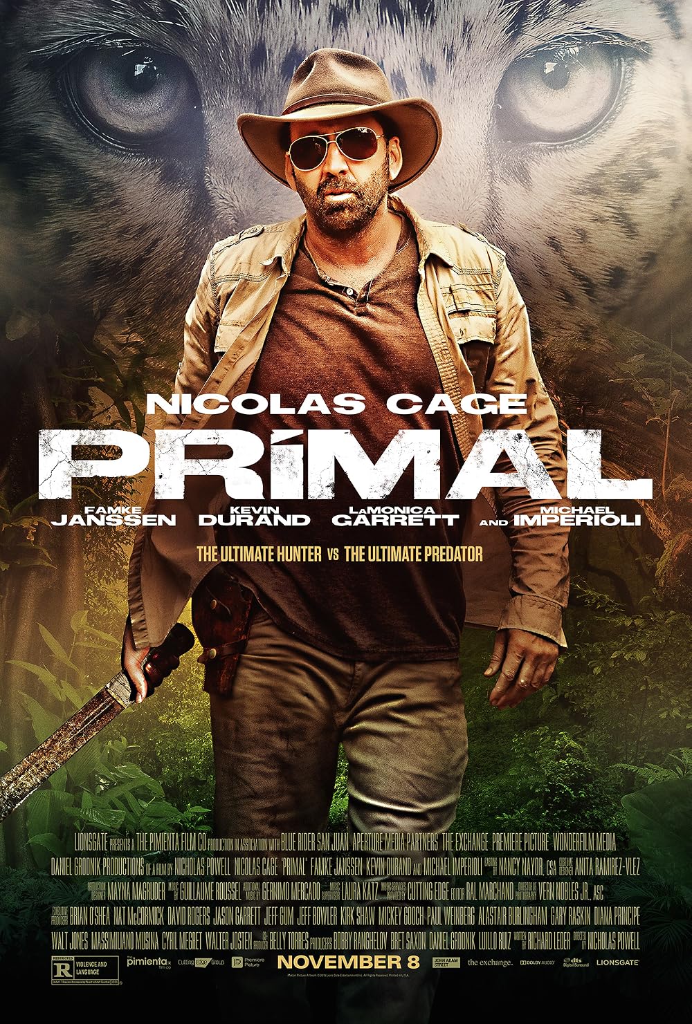 Primal (2019), executive produced by Massimiliano 'Max' Musina, starring Nicolas Cage